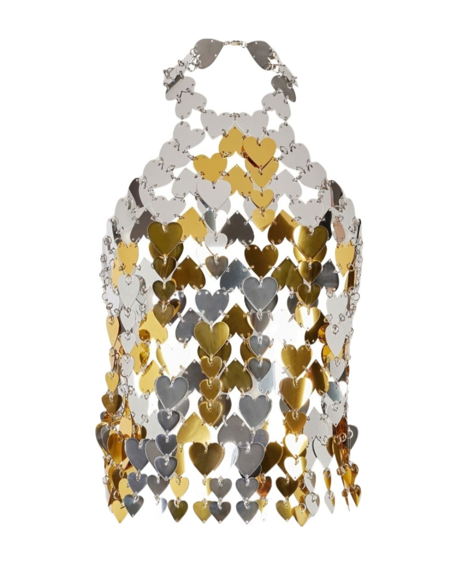 Rabanne Silver And Gold-tone Chain-link Halterneck Top In Multicolor