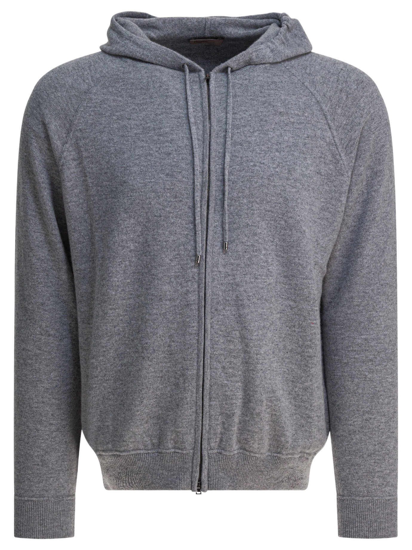 Herno Drawstring Hooded Cashmere Knit Cardigan In Gray