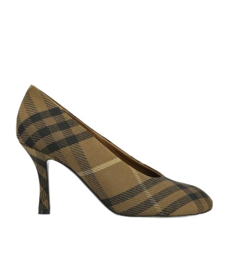 Burberry Tartan Patterned Canvas Pumps With Covered Heel 9cm In Green