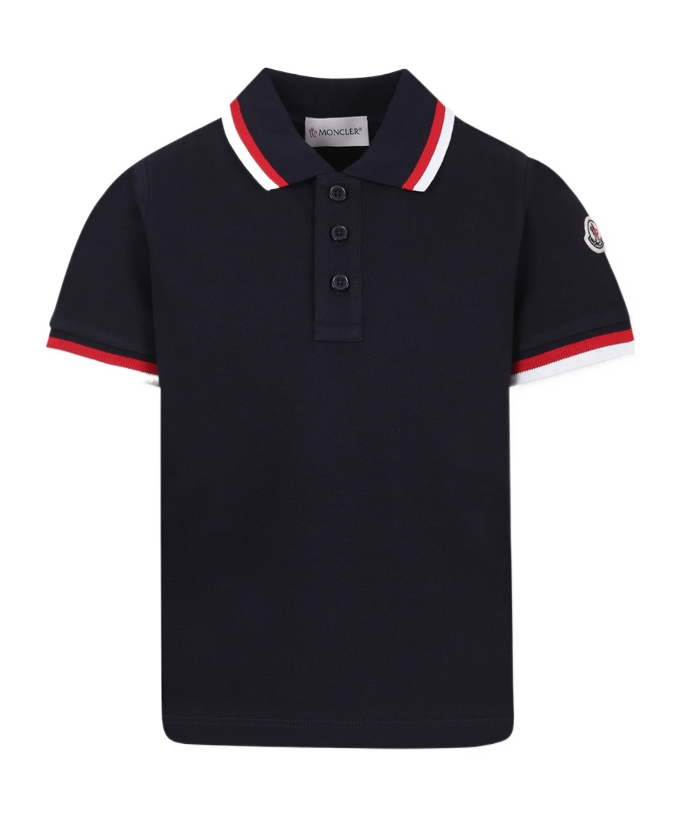 Moncler Short-sleeved Polo Shirt In Blue