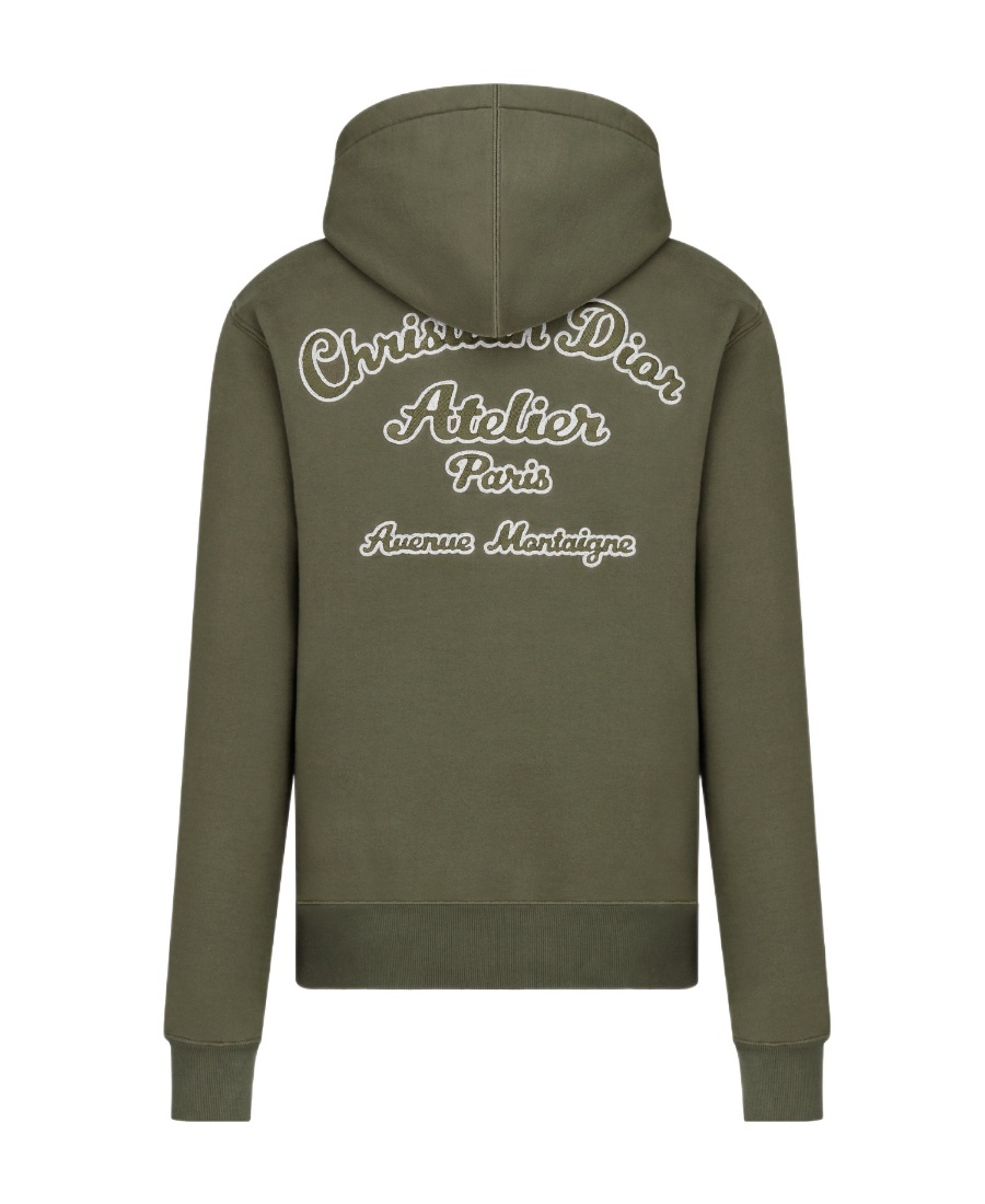 Dior Embroidery Hooded Hoodie In Green