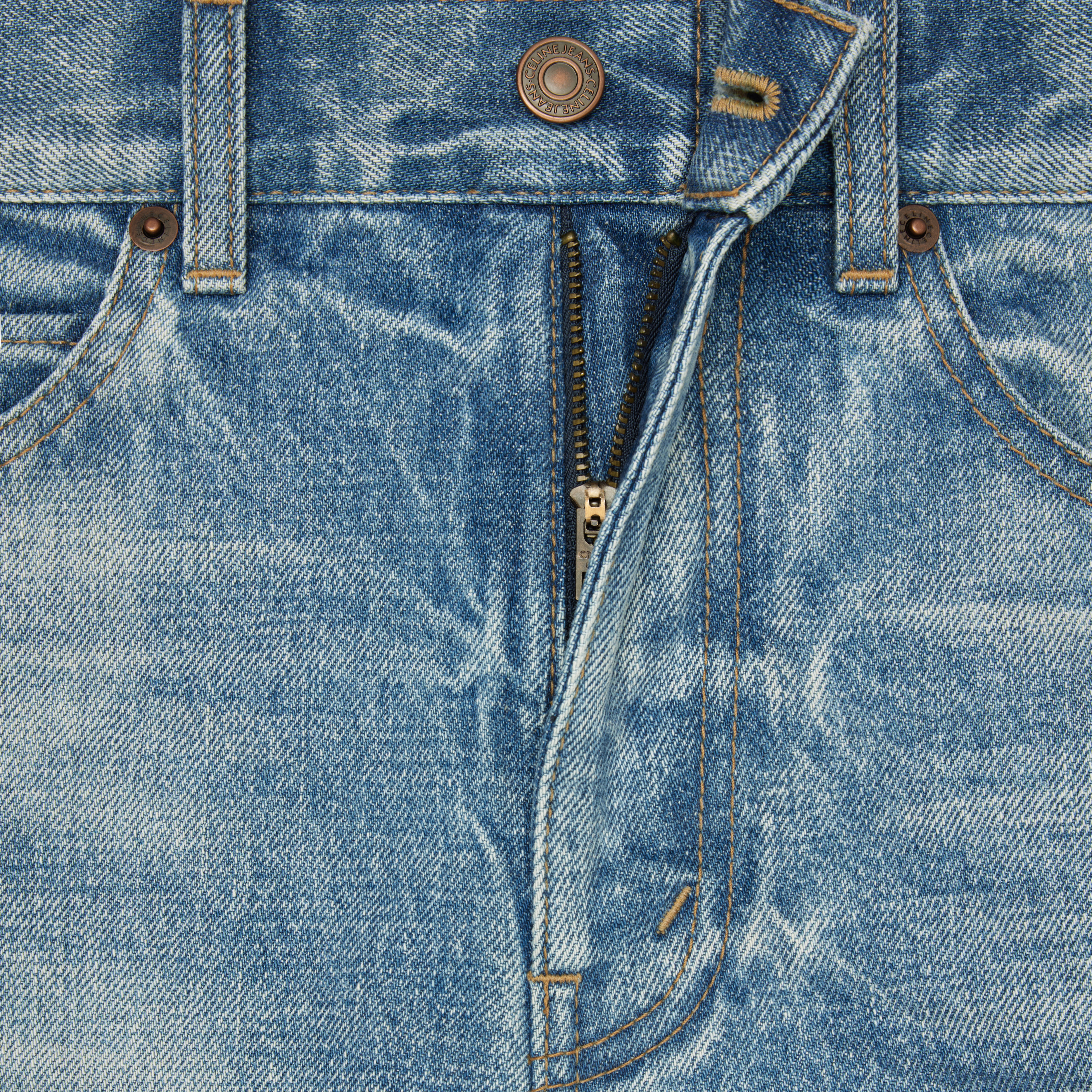 Celine Beard Striped Wide-legged Jeans In Blue