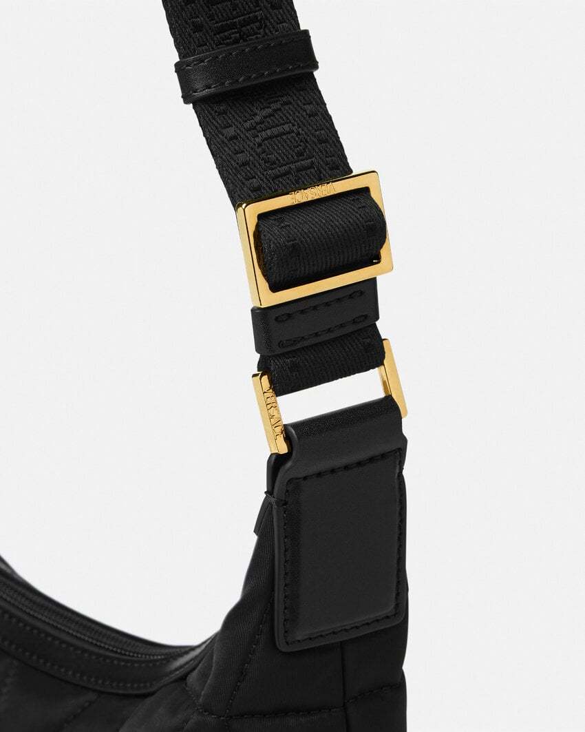 Versace Zippered Shoulder Bag In Black