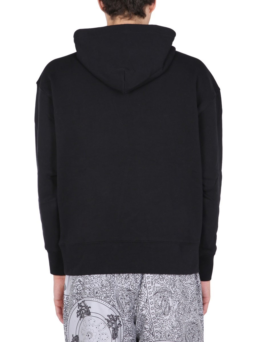 Msgm Logo Print Cotton Hoodie In Black