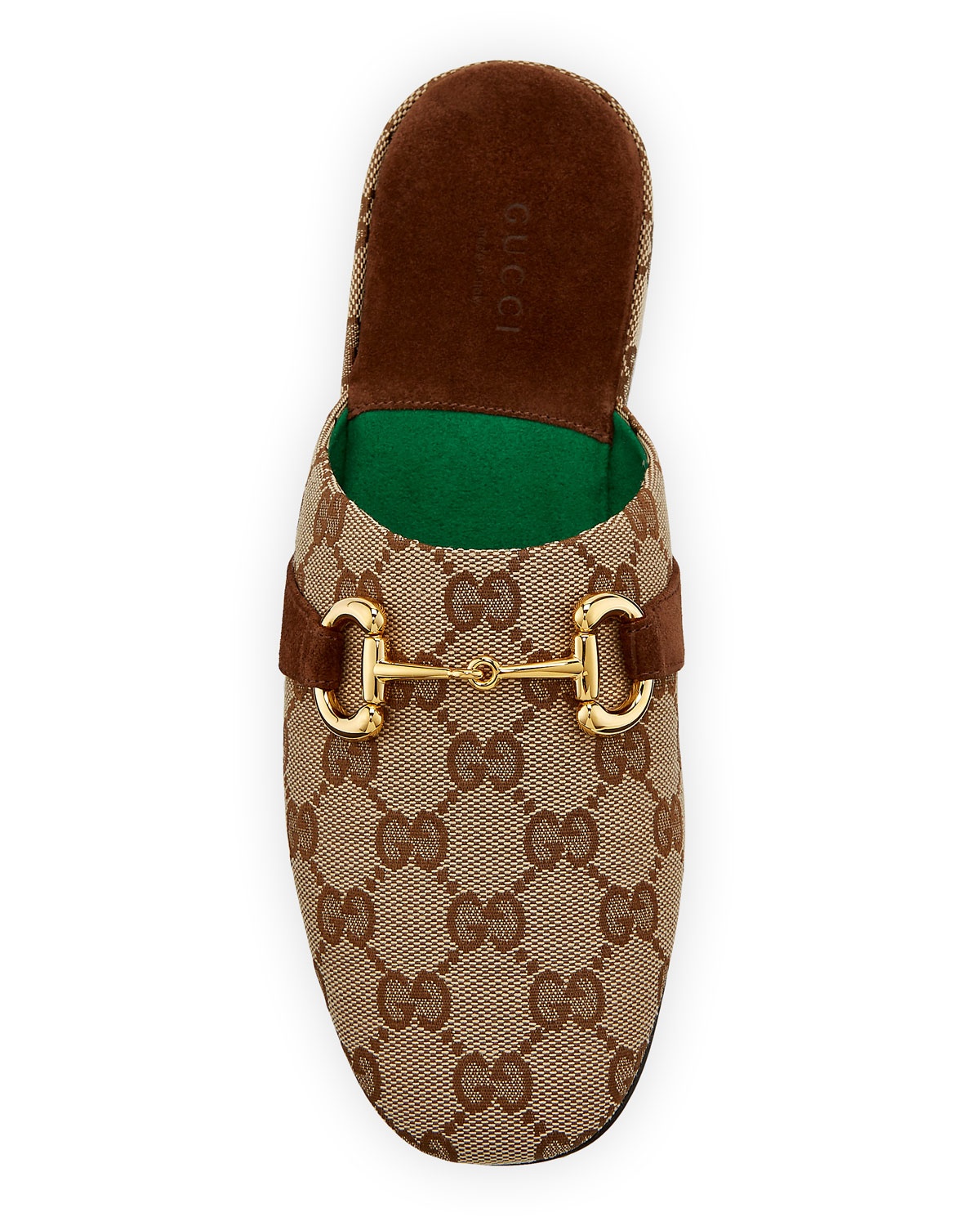 Gucci Monogram Pattern Horsebit Mules In Nude