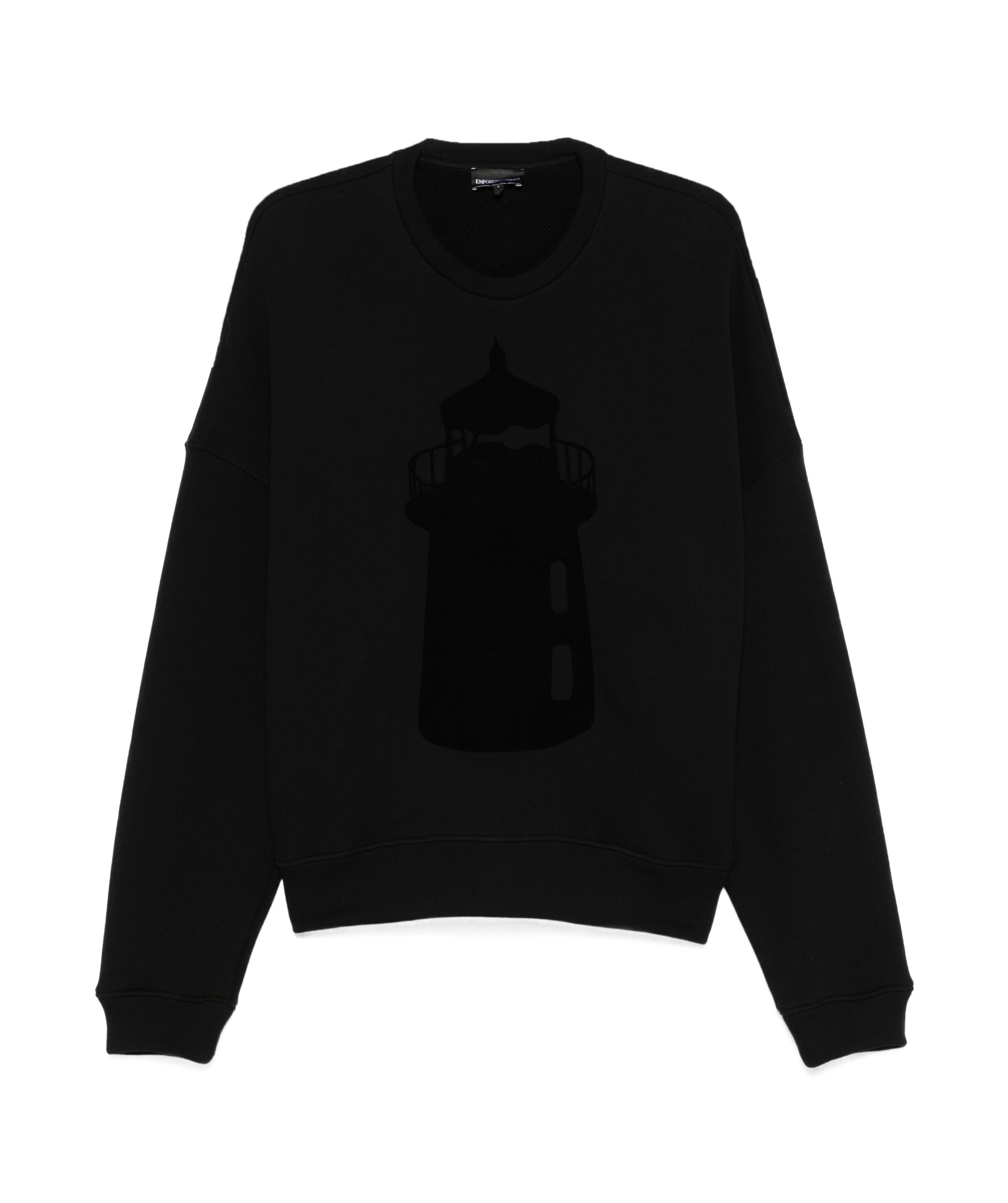 Emporio Armani Flocked-motif Sweatshirt In Black