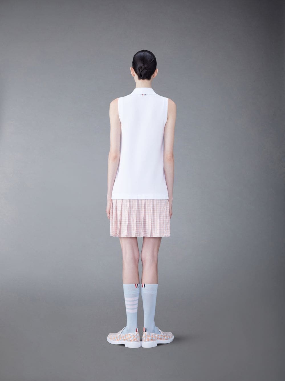 Thom Browne Mini White And Orange Polo Dress In Cotton Woman