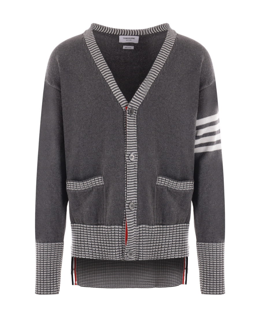 Shop Thom Browne Hector Icon Intarsia Cardigan In Black