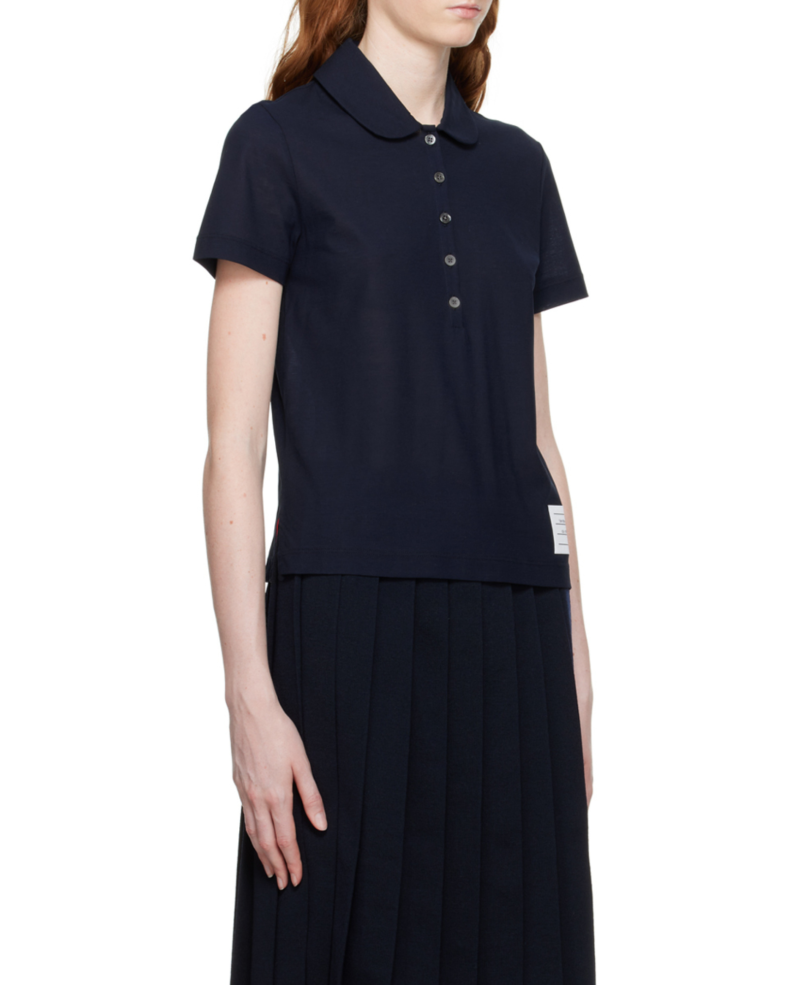 Shop Thom Browne Short-sleeved Polo Shirt In Navy Blue