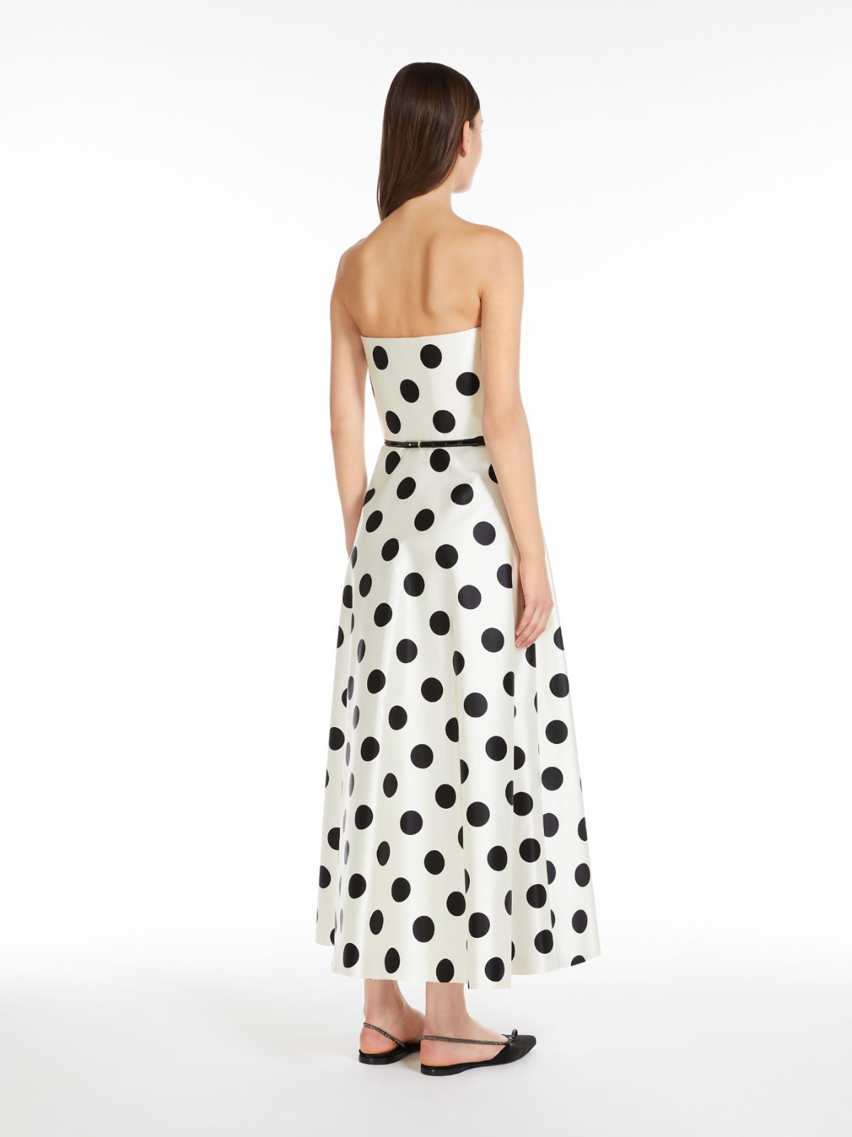 Max Mara Long Strapless Dress Polka Dots In White