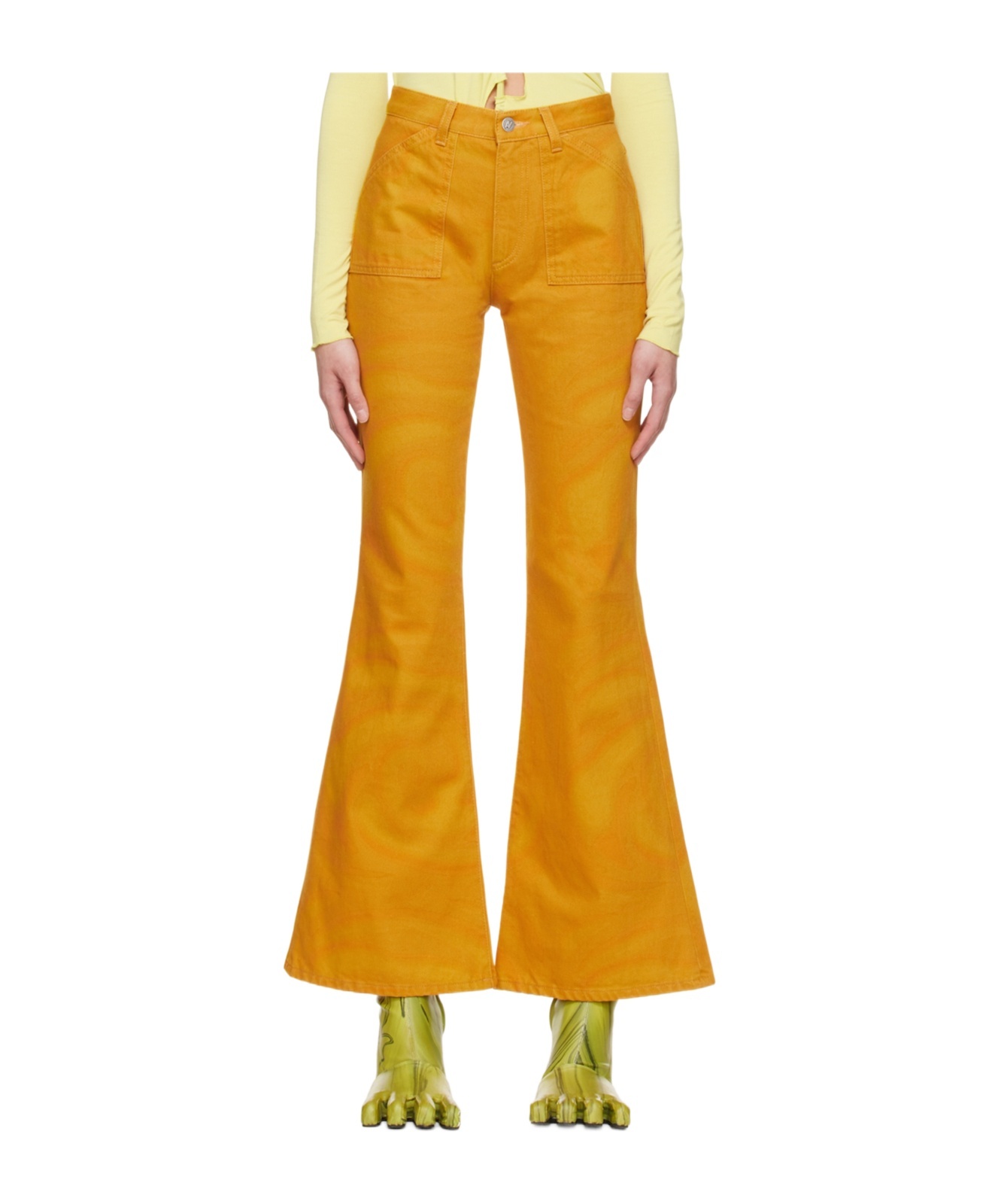 Avavav Yellow Flared Mom Jeans In Orange