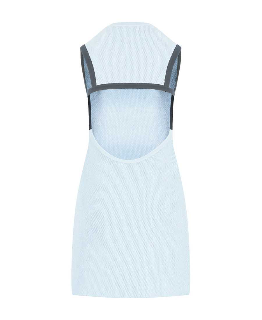 Jacquemus Sorbetto Contrast-trim Knitted Mini Dress In Blue