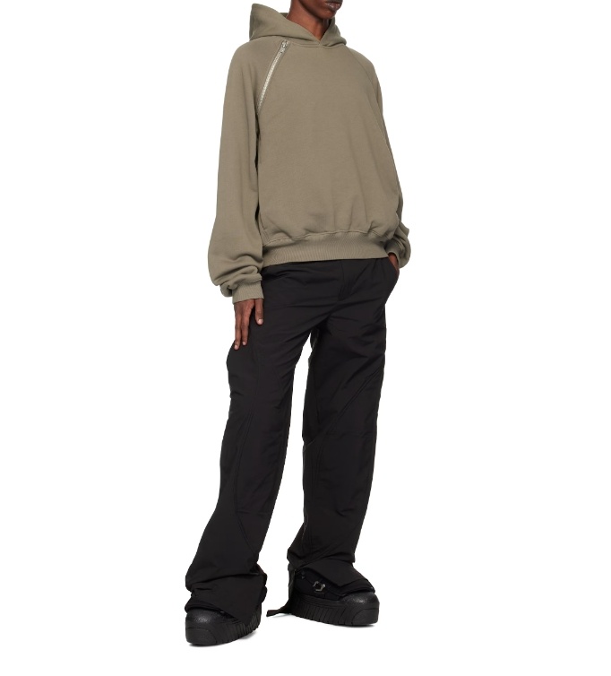 Heliot Emil Khaki Sequence Zip Hoodie In Gray