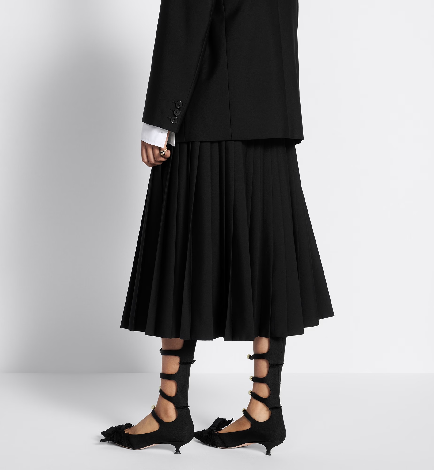 Dior Medium And Long Trumpet Wool Skirt In Black