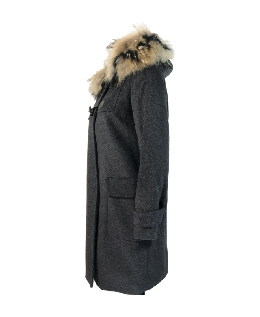 Max Mara Hooded Wool Coat In Black