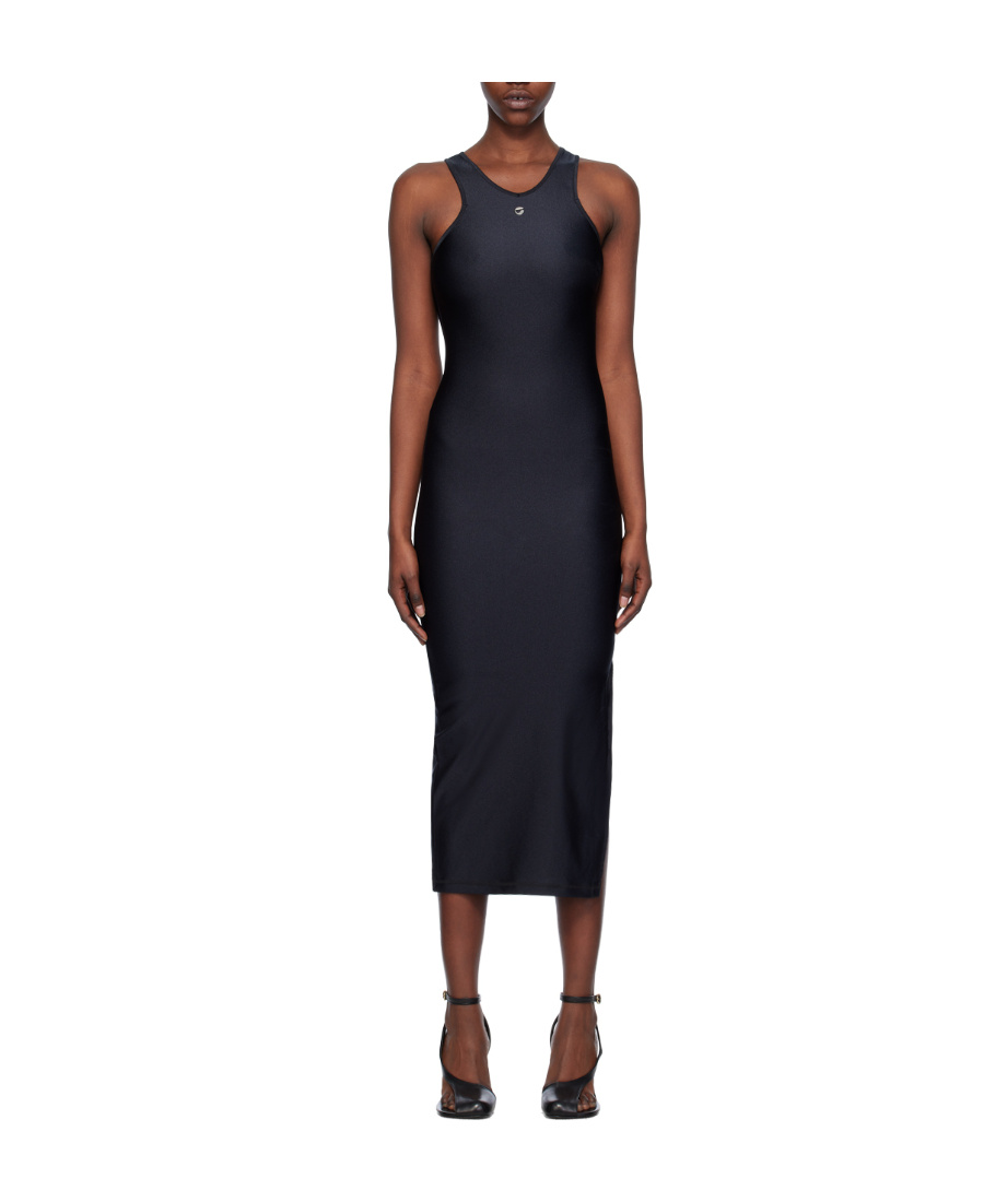 Coperni Embellished Satin-jersey Midi Dress In Black