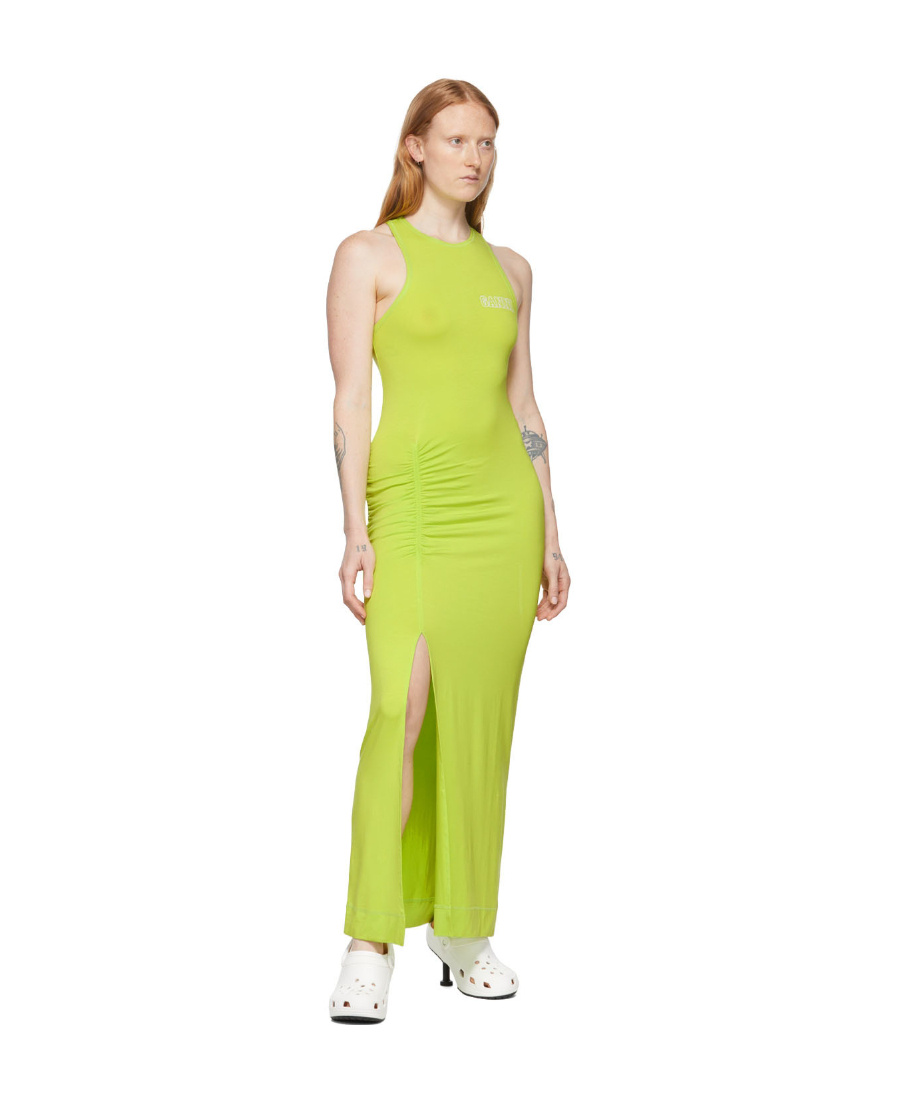 Ganni A Sleeveless Dress With Round Neck In Green