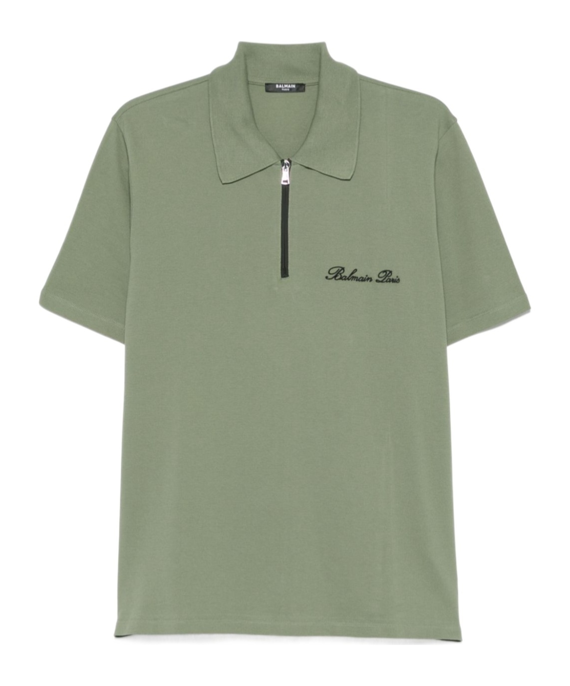 Shop Balmain Logo-embroidered Polo Shirt In Green