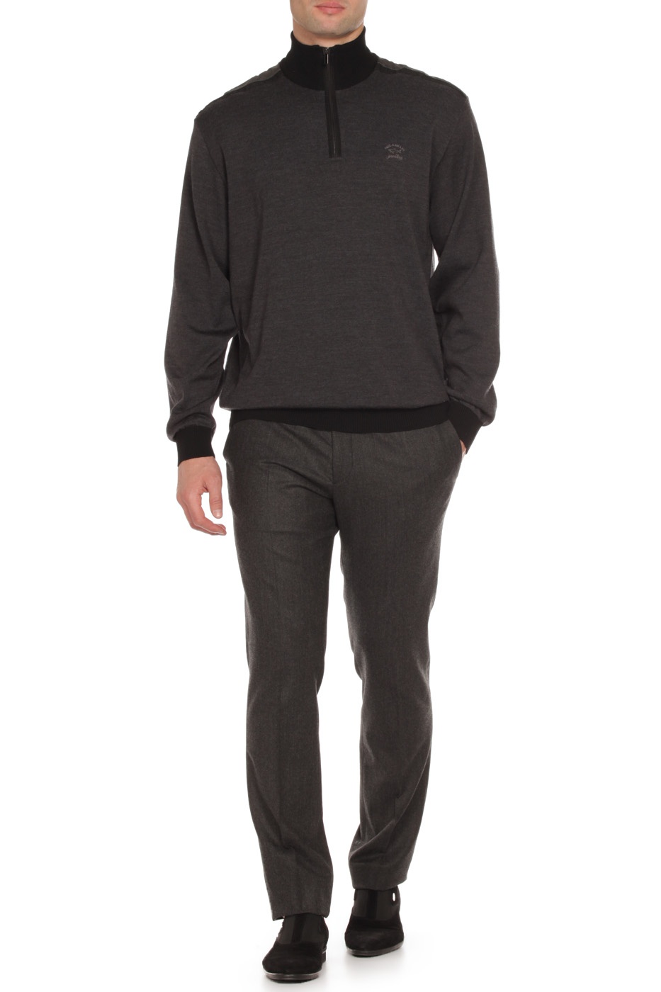 Paul & Shark Dark Gray Zipper Detail Pullover In Black