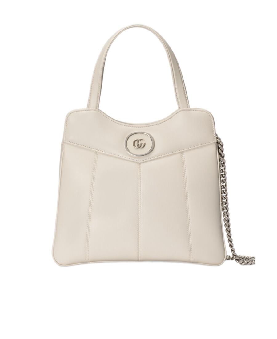 Gucci Small Gg Leather Tote Bag In White