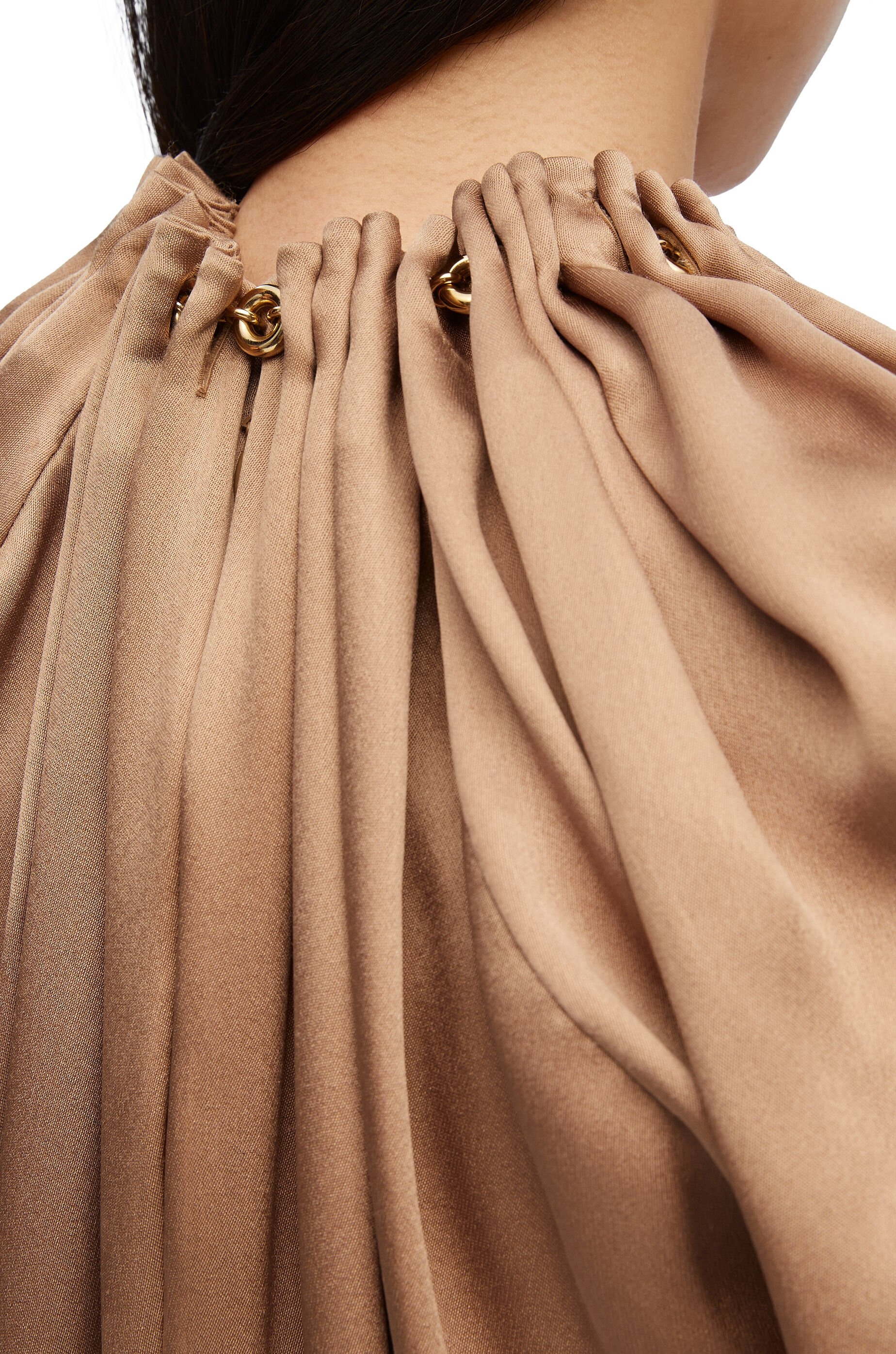 Loewe Chain-detail Silk Mini Dress In Brown