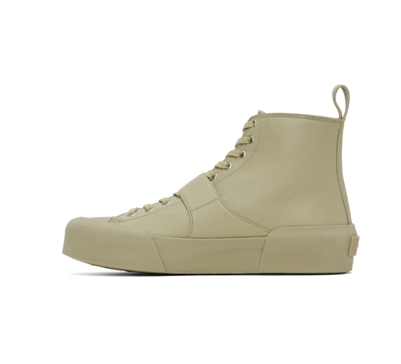 JIL SANDER ROUND HEAD STRAPPED HIGH-TOP CASUAL SNEAKERS
