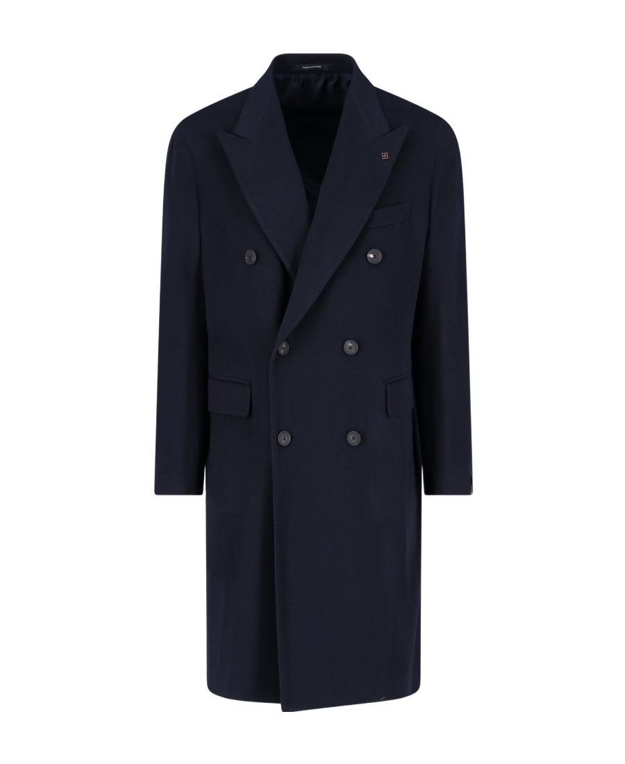 Tagliatore Brooch-detail Double-breasted Coat In Black