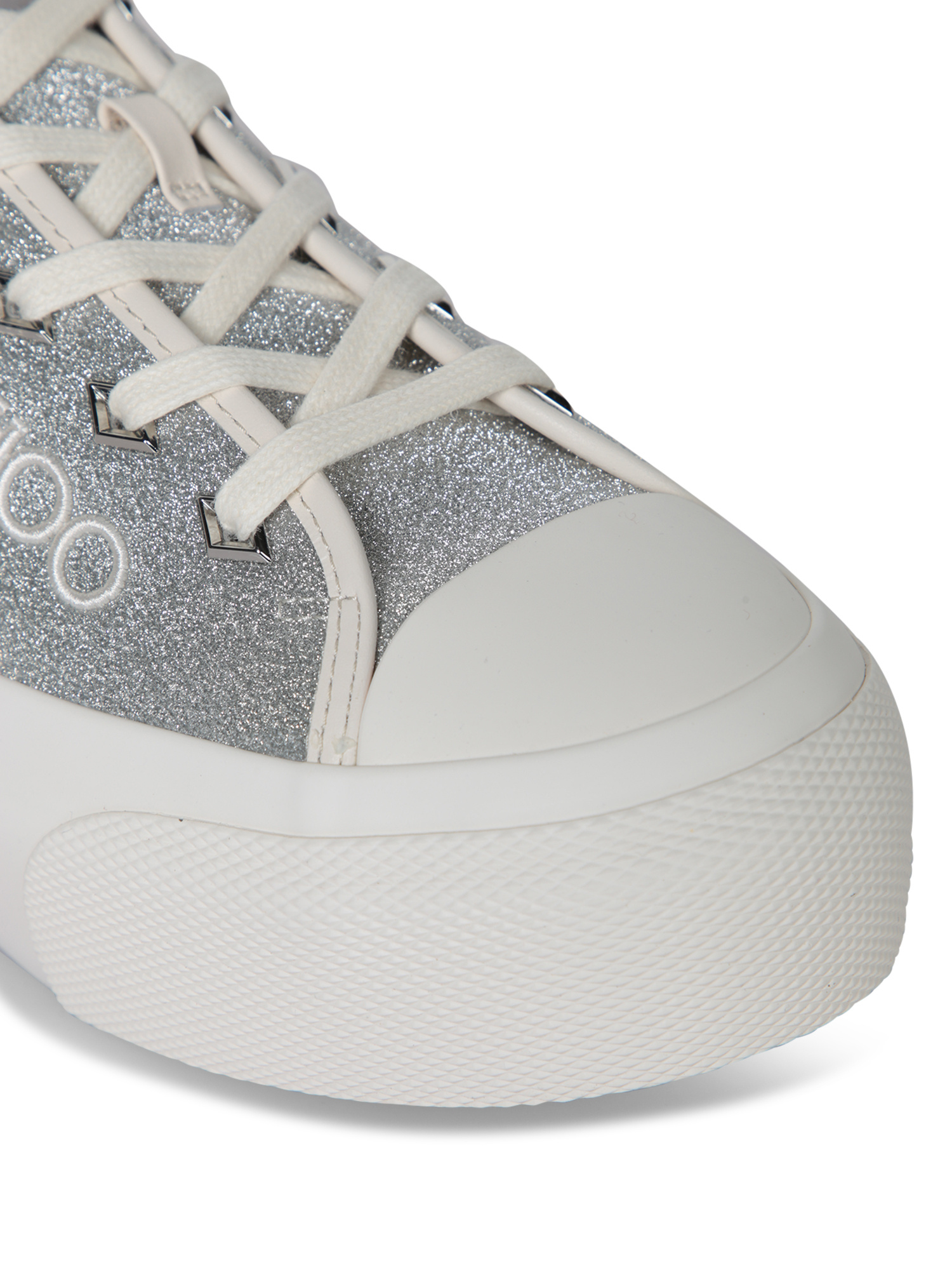 Jimmy Choo Palma Maxi Glittered Low-top Sneakers In White
