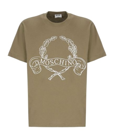 Moschino Crewneck Logoed Embroidery Graphic Print T-shirt In Green