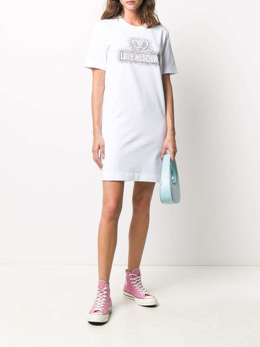Moschino Logo Detail T-shirt Dress In White