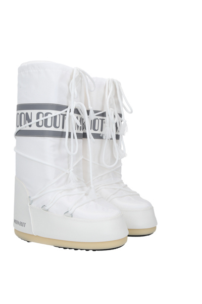 Moon Boot Icon Shell And Faux Leather Snow Boots In White