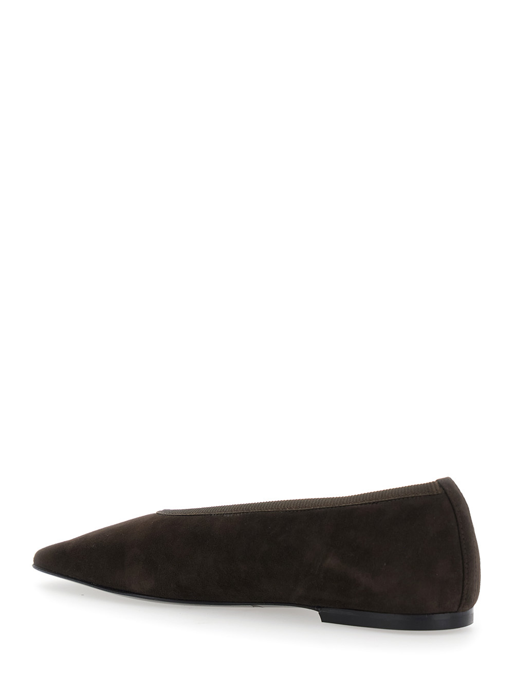Totême Minimalist Suede Pointed-toe Flats In Brown