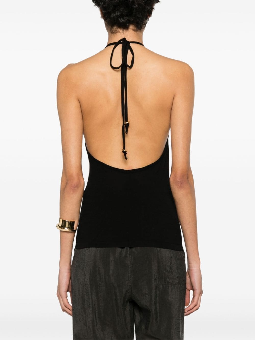 Lemaire Open-back Knitted Halterneck Top In Black