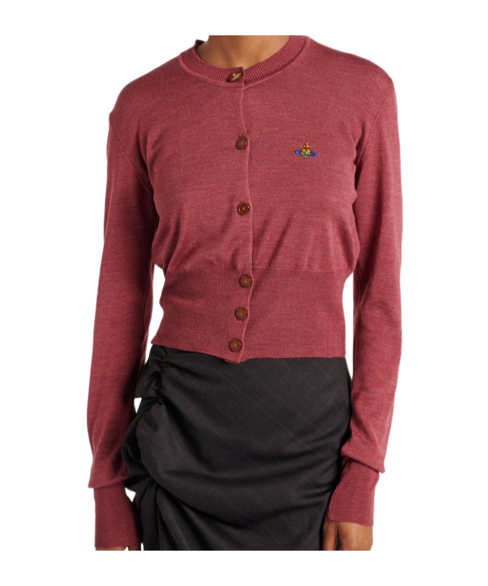 Vivienne Westwood Bea Cropped Wool And Silk Cardigan In Pink