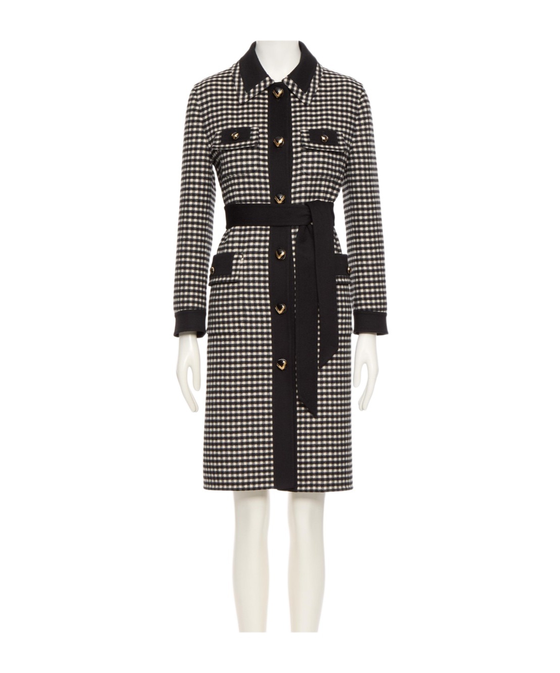 Valentino Womens Avorio Nero Gingham-pattern Wool And Cashmere-blend Coat In Black