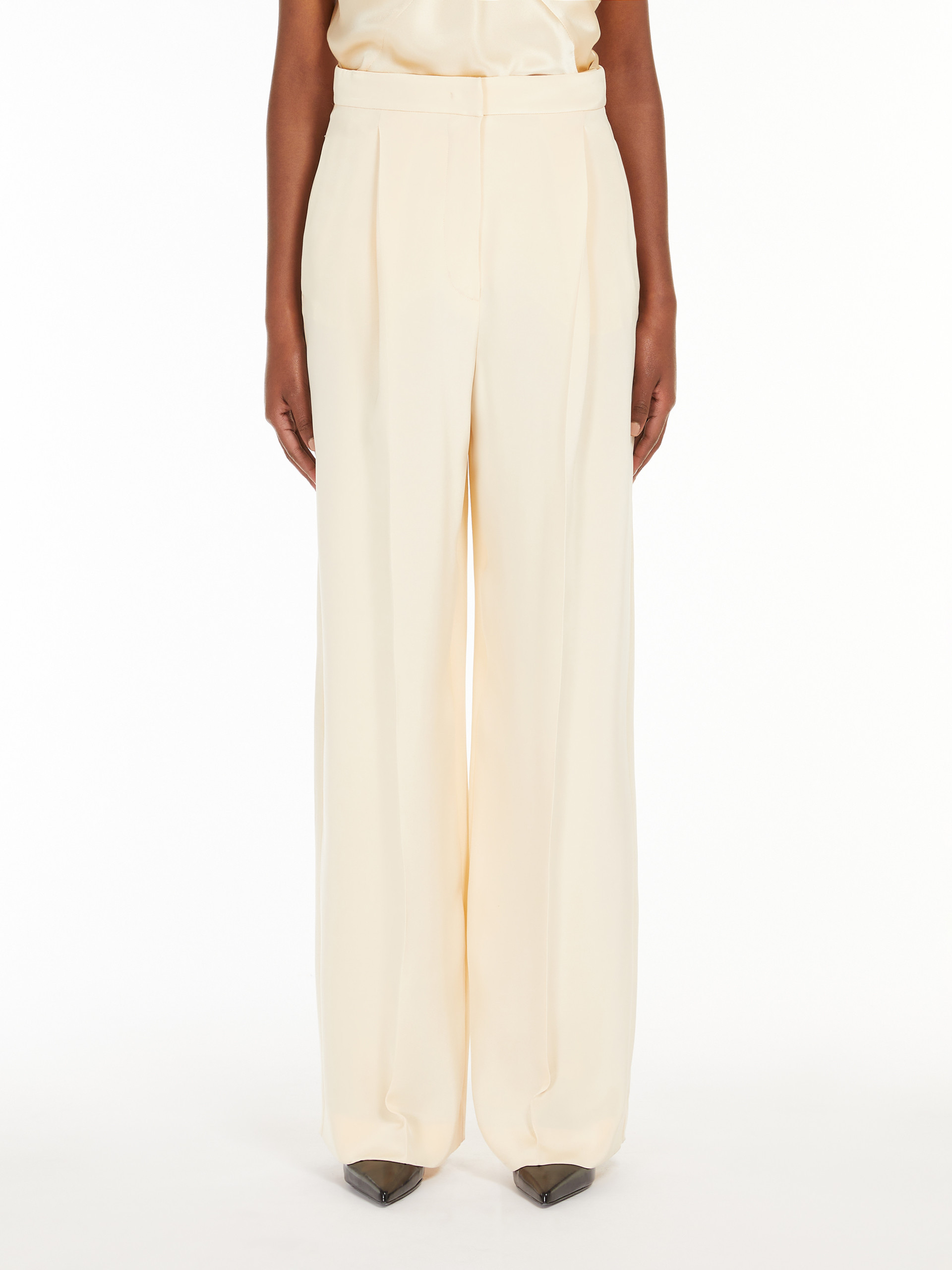 Max Mara Crepe Trousers In White
