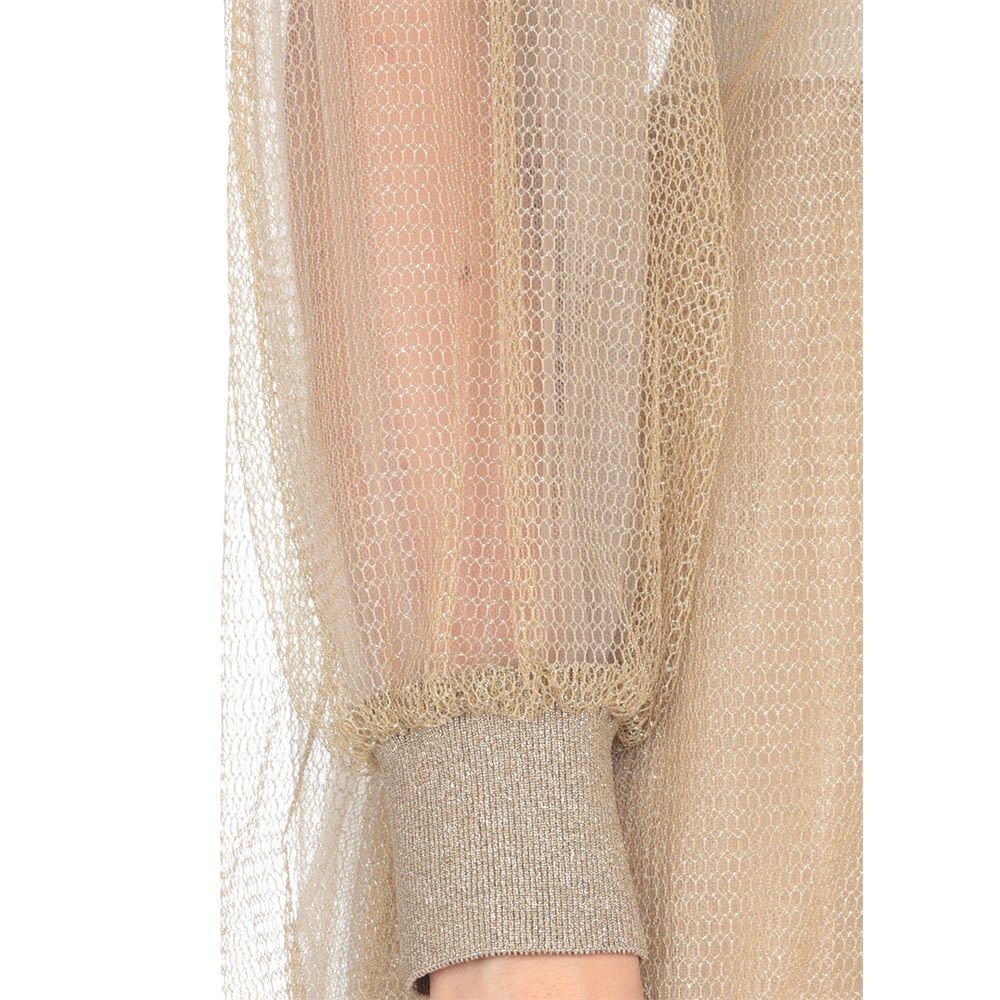 Fabiana Filippi Mesh Bomber Desing Top With Lurex Cuffs In Green