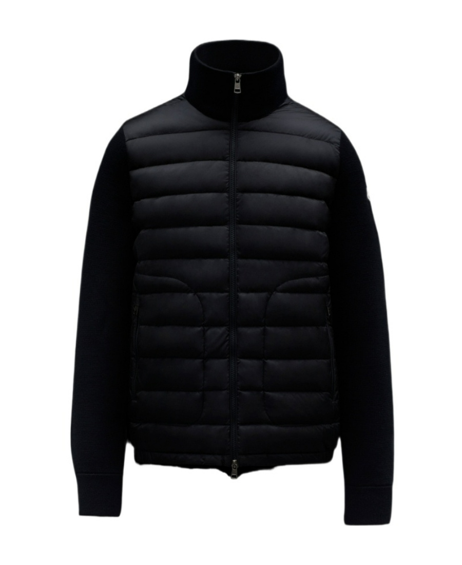 Moncler Padded Wool Cardigan, Men, Black, Size: Xxl In Blue