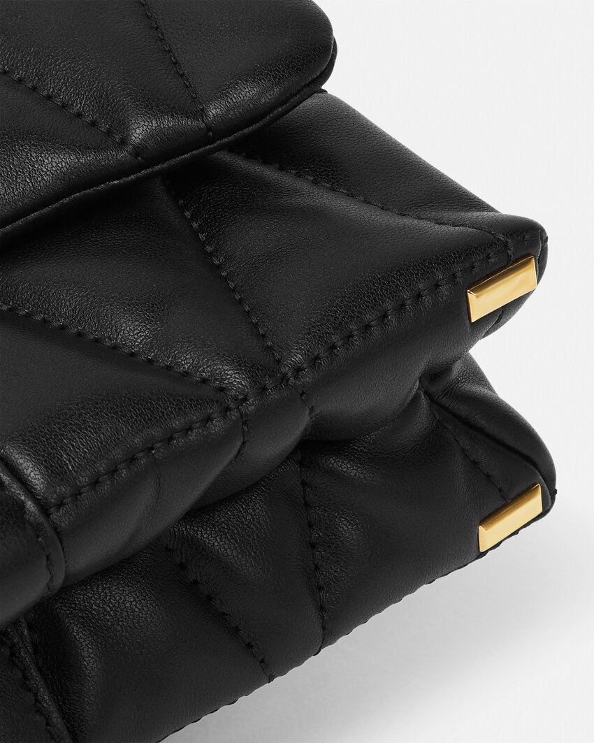 Versace Mini Quilted Kleio Leather Crossbody Bag In Black