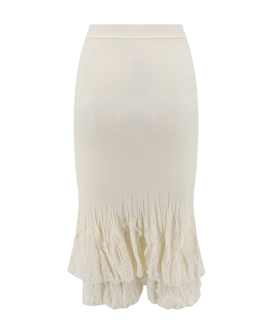 Bottega Veneta 2 In 1 Cotton Blend Skirt With Floral Embroidery In White