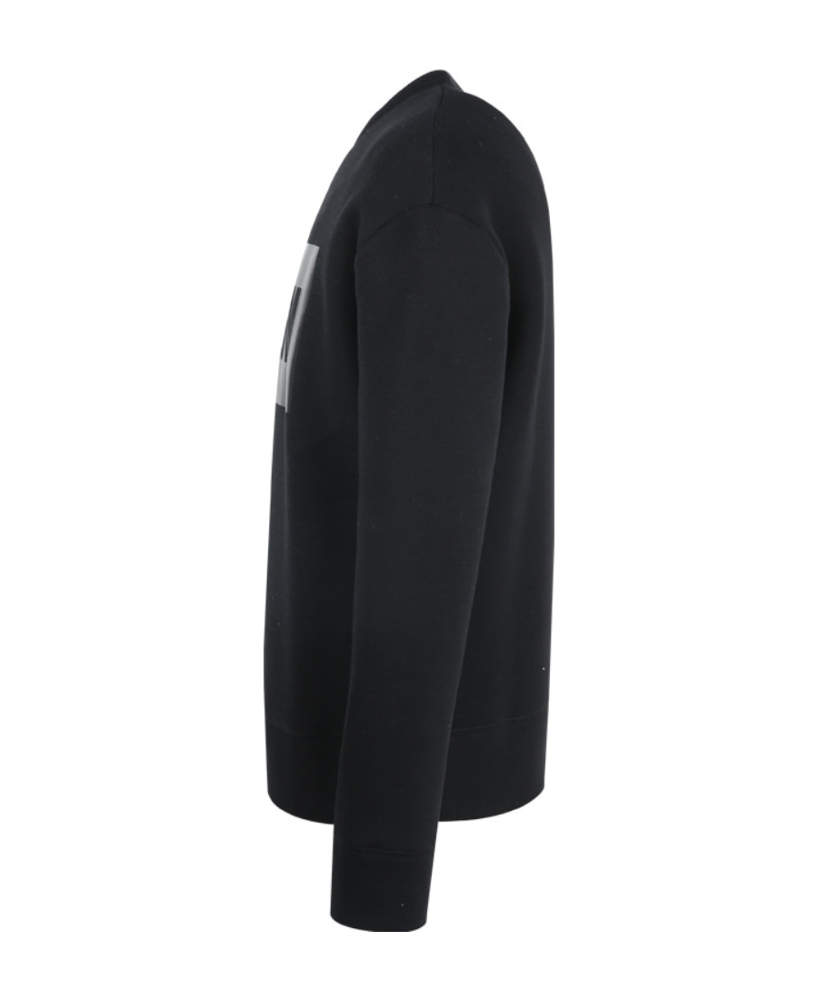 Msgm Logo Print Round-head Hoodie In Black
