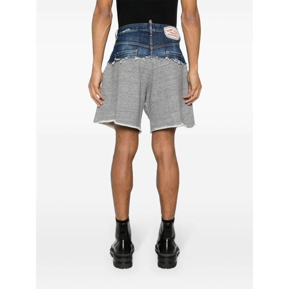 Shop Dsquared2 Panelled Cotton Shorts In Gray