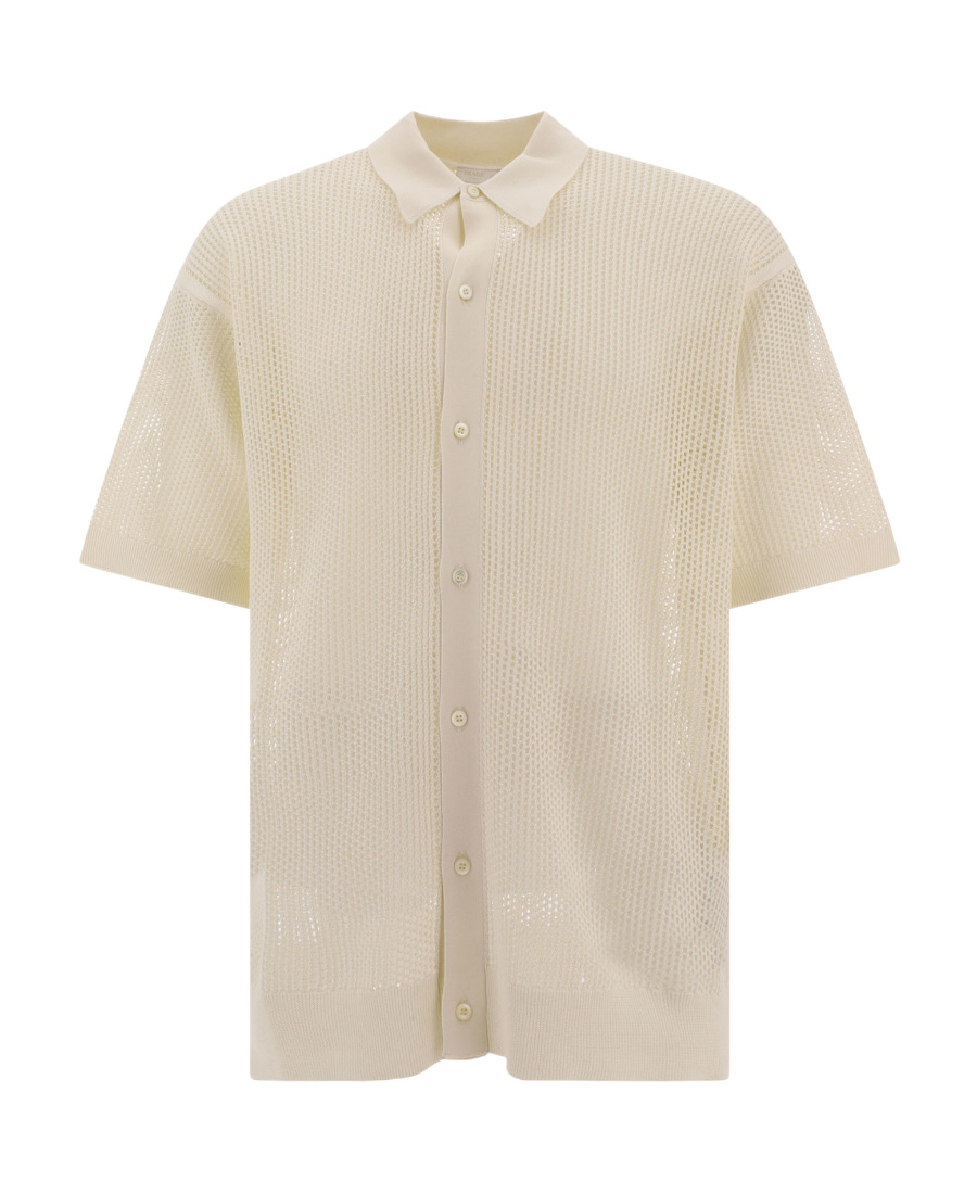 Prada Open-knit Silk Blend Cardigan In White