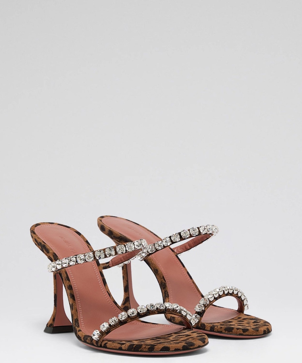 Amina Muaddi Round Toe High Heel Sandals In Multi