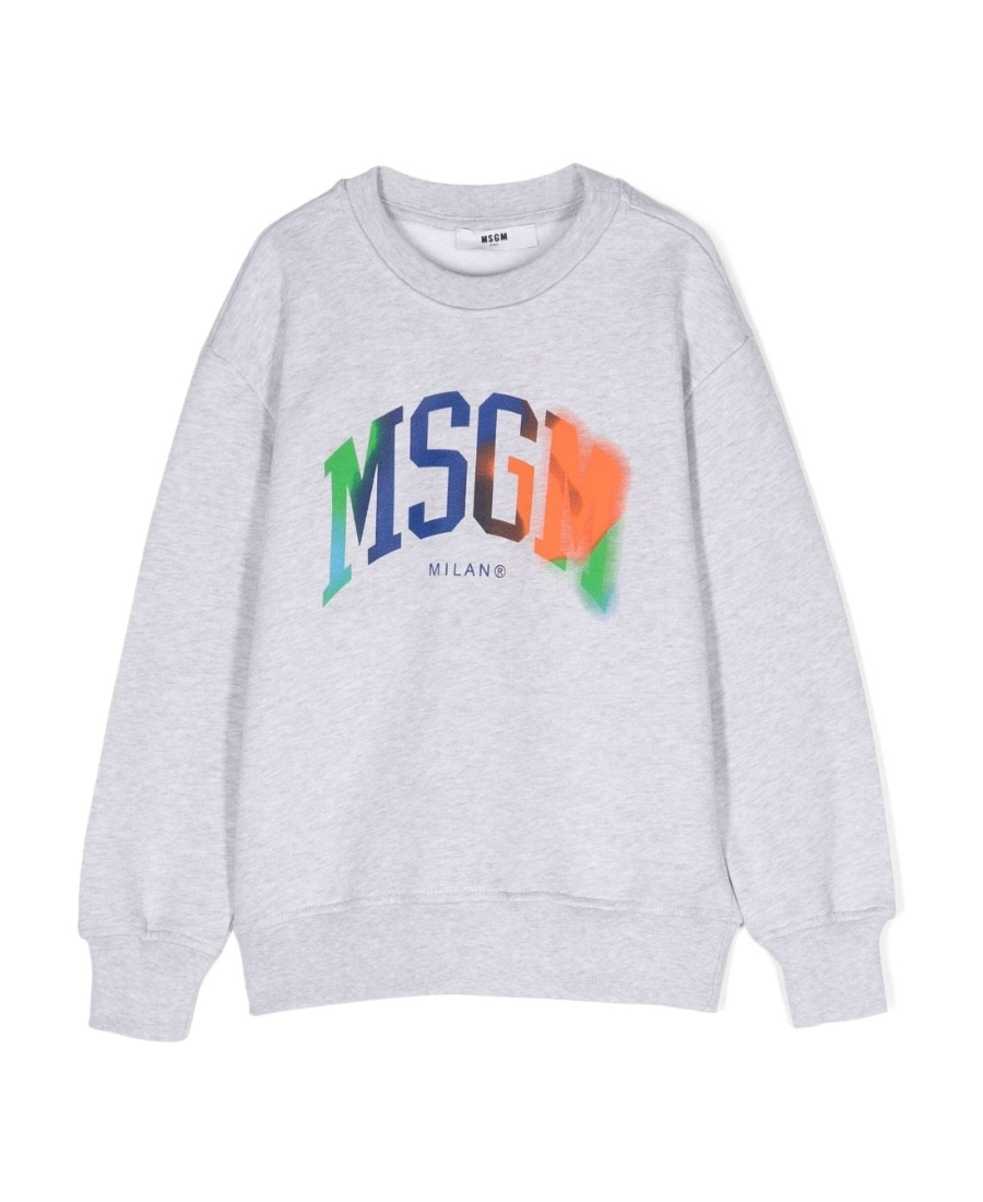 Msgm Logo-print Cotton Sweatshirt In Gray