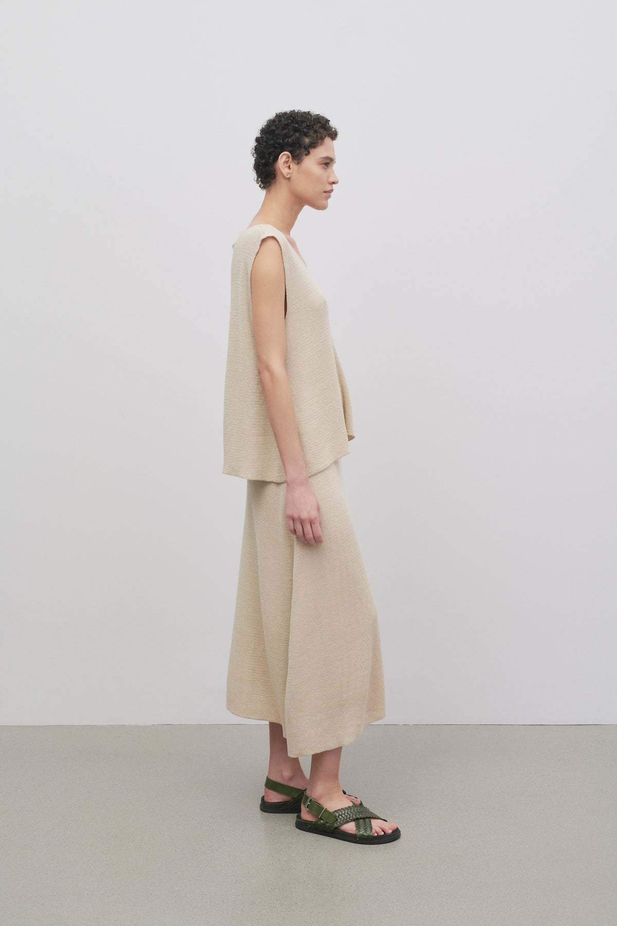 The Row Beige Linen Skirt In Nude