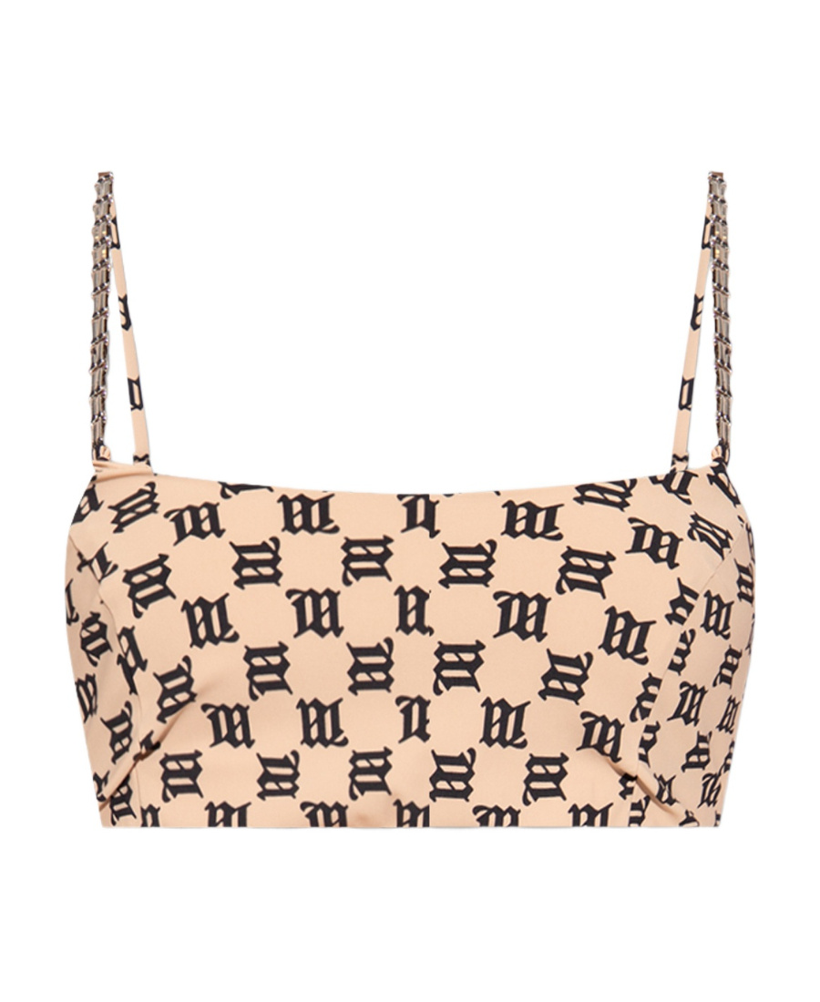 Misbhv Monogram-print Bikini Top In Black