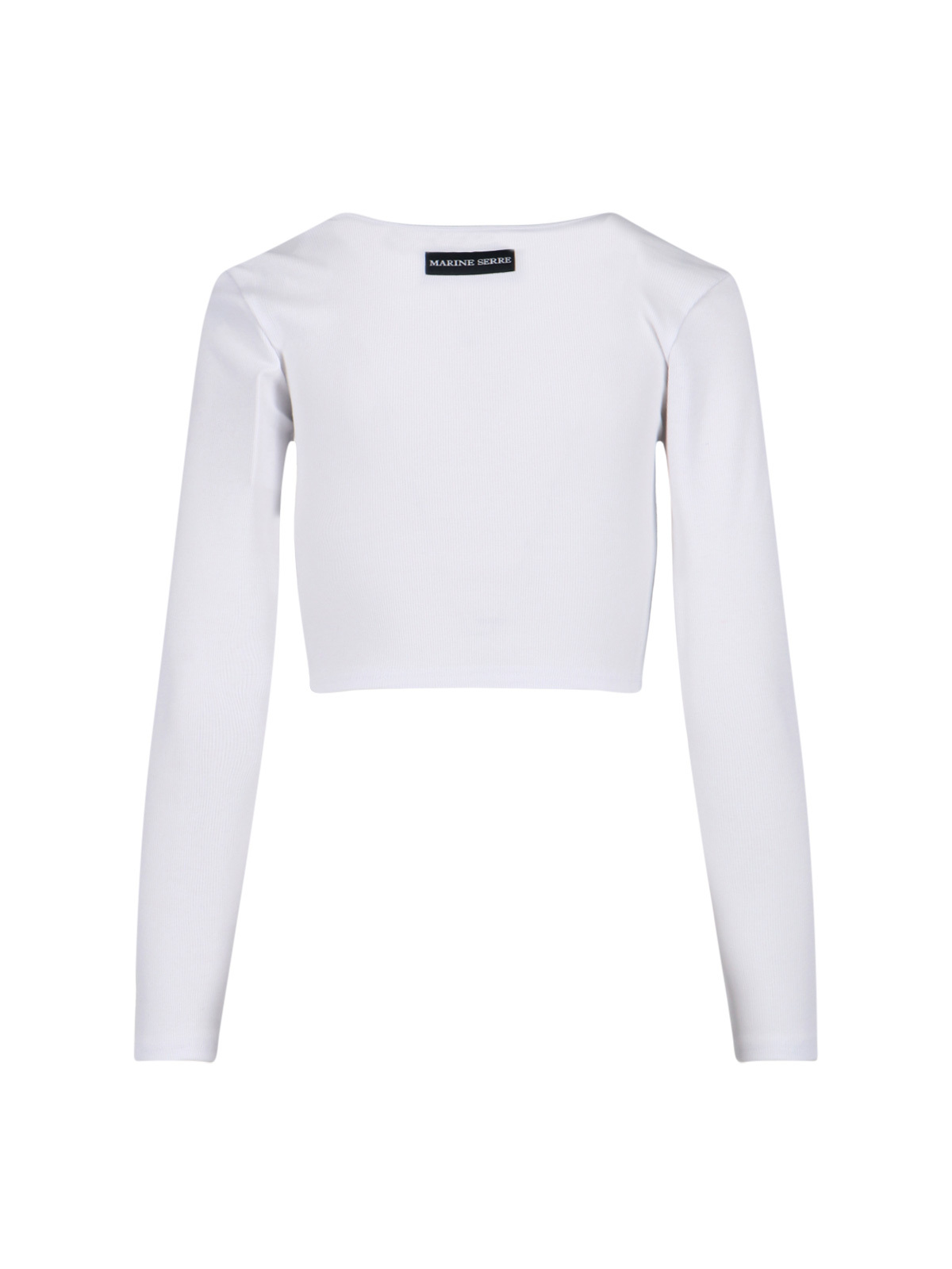 Marine Serre Round-neck Long-sleeved Fitted Short-sleeved T-shirt In White
