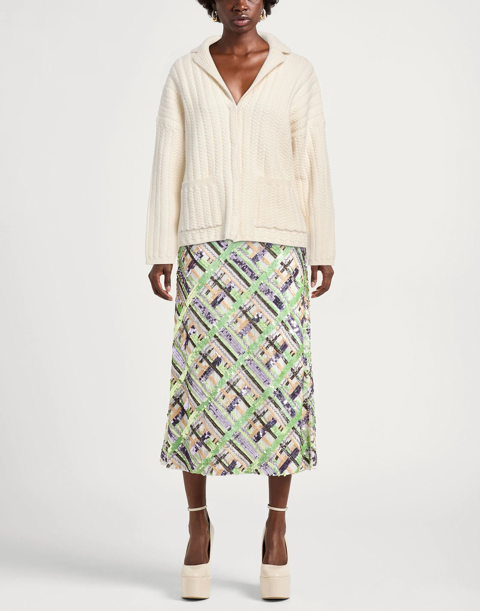 Sportmax Solid Color Knit Coat In White