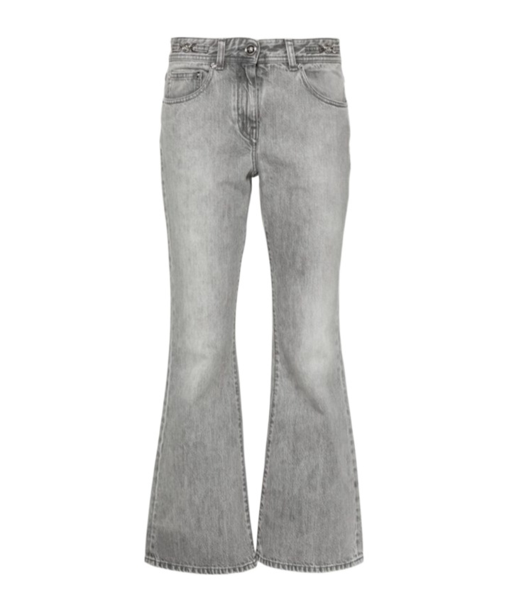 Versace Medusa �95 Cropped Flared Jeans In Gray